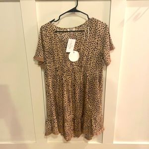 Leopard dress, ruffle fringe